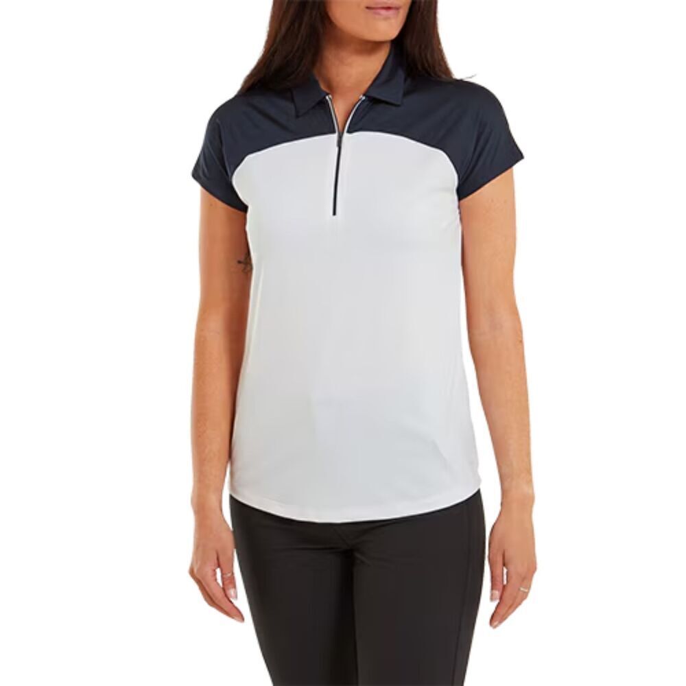FOOTJOY Women's White Black 1/4 Zip Golf Polo Athletic Shirt Top Size Large